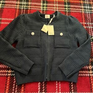 Elie Tahari Dark Blue Knit Cardigan - L